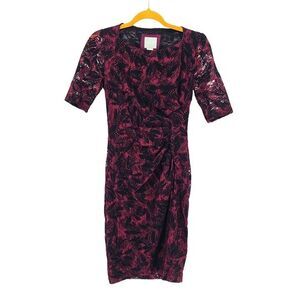 Anthropologie Maeve Elorn Lace Burgundy and Black Lace Dress Size 2